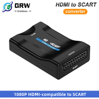 1080P HDMI-compatible to SCART Video Audio Upscale Converter Adapter Signal Adapter with USB Cable for HDTV Sky Box STB DVD