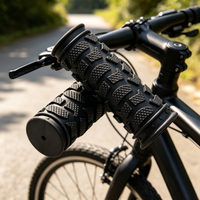 1Pair MTB Handlebar Grips,Soft Anti-slip Rubber Lock-on Handle Cover for Mountain & Folding Bike