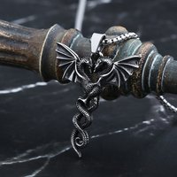2024 New 316L Stainless Steel Double Dragon Necklace Men and Women Lucky Choker Sweater Chain Animal Jewelry