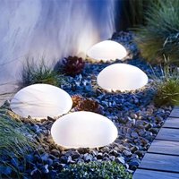 LED Outdoor Garden Lamp Solar Pebble Faux Stone Lawn Light Semi-Flush Mount for Pathways Yard Decor Garden Illumination Lighting