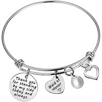Bridesmaid Gifts Thank You for Standing by My Side Bangle Maid of Honor Bracelet Gift Wedding Gift for Best Friends Bracelet