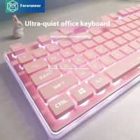 X7 Silent Keyboard Female Office Pink High Beauty Wireless Computer Mechanical Touch Mouse Set Beautiful Pink Lovely Keyboard
