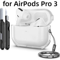 Earphone Case Accessories For AirPods Pro 3 with Lanyard Keychain and Cleaner Kit Airbag Protective Clear Case For AirPods Pro 3