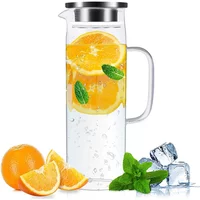 Glass Pitcher with Lid,1.5 Litre Glass Jug with Sealed Lid,Beverage Pitcher for Hot/Cold Water,Iced Tea and Juice Drink