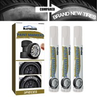 3pcs White Waterproof Tire Marker Pen Quick-Dry Car Wheel Tire Permanent Oily Painting Mark Pen for DIY Graffiti Lettering