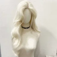 Forehead lace wig with high skull top layering, white gold wavy wig, women's full head cover