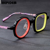 HEPIDEM Acetate Glasses Frame Women Big Size Round Eyeglasses Men Japanese Handmade Spectacles Vintage Retro Thin Eyewear 9356