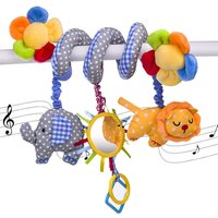 Baby Car Seat Stroller Toys Plush Activity Hanging Spiral Pram Crib with Music Box Rattles Squeaker for Babies Infant Boys Gifts