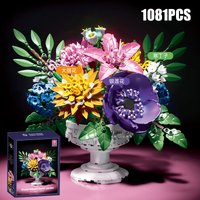 Creative 1081Pcs Flower Garden Bonsai Building Blocks Home Decoration Eternal Flower Bouquet MOC Bricks Toys Valentine Day Gift