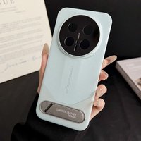 Case For Honor Magic 8 Pro Case PU Plain Leather Electroplated PC Frame Hard Phone Cover Equipped With A Tripod Stand Shell