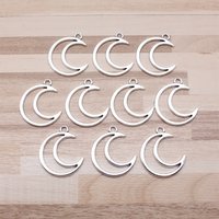 IFOCUS 10pcs/Lot Hollow Moon Charms For DIY Jewelry Making Zinc Alloy 29x24mm/1.14x0.94inch