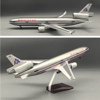 1:130 Scale plane model American MD-11 Toy planes 47cm resin Airplanes Model Kit With Lights And Wooden Base Collected Gift