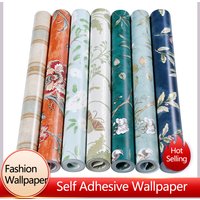American Retro Self Adhesive Wallpaper 3D Non Woven Fabric Rural Flowers Bedroom Living Room Restaurant Wallpapers Self Adhesive