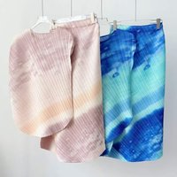 Miyake Pleated T-Shirt 2026 Summer New Irregular Print Top Fashionable Elegant Stretch Skirt Set Women's Draped Stretch Clothing