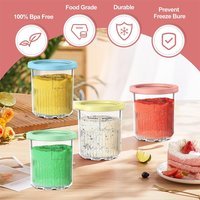 Ice Cream Storage Jar Set With Lid And Spoon Leak Proof And Stackable Frozen Fresh-keeping Box Reusable For Ice Cream Desserts