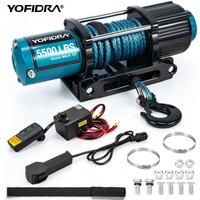 Treuil électrique pour voiture YOFIDRA 3500/5500LBS, treuil à câble en acier/nylon pour ATV/UTV avec télécommande filaire pour le remorquage et le transport de véhicules tout-terrain, Jeep, camion.