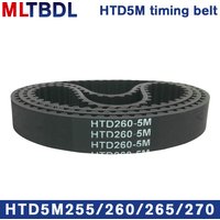 HTD 5M Timing Belt 255/260/265/270mm Length 10/15/20/25mm Width 5mm Pitch Rubber Pulley Belt Teeth 51 52 53 54 synchronous belt