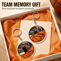Acrylic Keychain with Customizable Text and Personalized Images, Basketball Pattern, Suitable for Gifting to Family and Friends