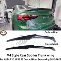 For AUDI A5 S5 RS5 B9 2Door Coupe M4 Style Rear Spoiler Trunk wing 2017-2025 Carbon fiber Glossy black