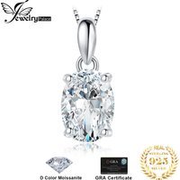 JewelryPalace Moissanite D Color 1ct 2ct Oval S925 Sterling Silver Pendant Necklace for Woman No Chain Yellow Rose Gold Plated