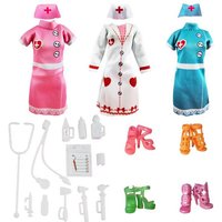 Kids Toys Fashion Outfit Dress Clothes Doctor Nurse Chef Wear Kawaii 21 Items/Lot Doll Accessories 30cm For 11.5'' Dolls Gifts