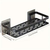 2Pcs Black No Drill Wall Mount Storage Shelf with Hooks, Heavy Duty Plastic Corner Organizer Rack for Bathroom Kitchen Shower