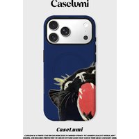 CaseLumi Matte Bumper For Magsafe Case For iPhone 17 16 15 14 Plus 13 Pro Max Shockproof Hard PC Silly Black Cat blue Cover