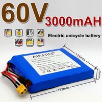 60V 3000mAh Lithium Battery Pack 16S1P With BMS Balance Unicycle Rechargeable Battery