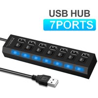 USB HUB 7 Port Multiple Expander With ON/OFF LED Switch Multi USB Splitter Hub 7 Ports Adapter Accessories For PC Laptop Desktop