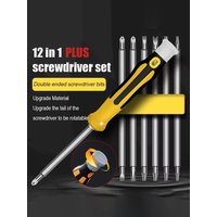12 In 1 Mini Screwdriver Set Magnetic Bit Cross Flat Shaped Screwdriver Head Multifunctional Handheld Maintenance Tool Home DIY