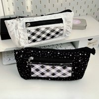 1PC Cute Ruffle Trim Pencil Case Large Capacity Cartoon Stationery Bag Simple Student Office Learning Supplies