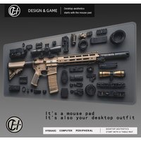 3D Gun Desk Mat Extended Gaming Mouse Pad Stitched Edge Anti-Slip Rubber Base Washable Keyboard Mat for Office Carpet HYBXAXC