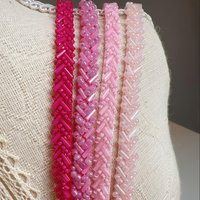 90cm Neon Pink Red Pearl Beaded Lace Trim Ribbon Garment Decoration Trimming Fringe Tape DIY Sewing Fabric Material Accessories