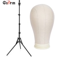21-23inch Canvas Block Head Mannequin Wig Head Wig Stand Tripod with Head Mannequin Head Wig Display Styling Head With Stand