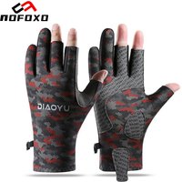 NOFOXO Summer Sun Protection Fishing Gloves 3 Finger Cut Gloves Breathable Non-slip Wear-resistant Finger Protection Fishing