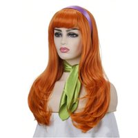 Halloween Daphne Costume Women Adult Long Cosplay Wig For Women Halloween Wig Orange Synthetic Wig
