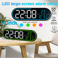 Digital LED Wall Clock Two Sets of Alarms Temperature Date Week Display Timing Function Electronic Clock for Bedroom Decoration