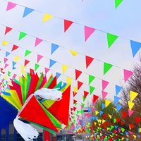 50M Colourful Polyester Triangle String Flag Outdoor Opening Festival Celebration Classroom Party Atmosphere Decoration Supplies