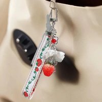 Cute Strawberry Cake Short Mobile Phone Lanyard Bag Pendant For Women Fashion Versatile Keychain Backpack Decoration Gifts