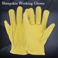 Leather Work Gloves Tear-Resistant Sheepskin Driver Labor Safety Gloves Home Garden Carrying Gloves Hands Protection