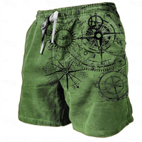 Men's Beach Pants Compass 3D Printed Shorts Men's Summer Breathable Shorts Fitness Street Shorts Men's Ropa Hombre