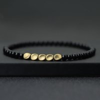 New Men 4mm Bracelet Irregular Copper Beads Strand Braclet Minimalist Black Onyx Stone Braslet Pulsera Hombre Gift For Him Joias