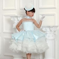 Jill Wish J194 Luxury Sky Blue Arabric Girl Dress with Headgear Kids Princess Birthday Wedding Party Children Holiday Gown 2025