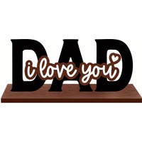 1pcs “I Love You, Dad” Holder for Father's Day Gift Creative 2D Wooden Desktop Ornament for Give Dad Gifts Home Festival Decorat
