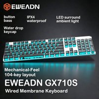 EWEADN GX710S Stylish Quiet Backlit Keyboard Metal Frame Water-Drop Keycap Waterproof Office Gaming Keyboard
