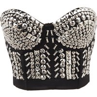 Grey Beading Gems Luxury Sexy Bra For Woman Hot Punk Rave Top Bralette y2k Bras Push Up Underwear Dance Club Brassiere Straps
