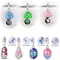 Original Charms Beads 925 Sterling Silver Easter Egg Matryoshka Doll Pendants Fit Bracelet Jewelry Gift For Women