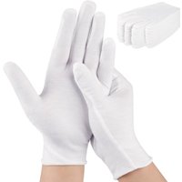 12/24PCS White Cotton Gloves for Dry Hands Breathable Stretch Work Gloves Liners Eczema Moisturizing Jewelry Coin Costume Gloves