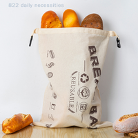 1 Pcs Reusable Bread Bags With Release Buckle Closure Kitchen Sourdough Bread Storage Bags Cotton Cloth TPU Oil Proof Pocket
