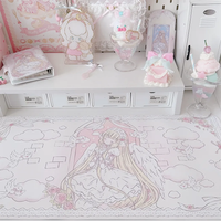 Japanese Anime Girl Pink Angel Wings Y2K Leather Mouse Pad Gamer Mousepad Office PU Leather Mouse Mats Desktop Computer Desk Pad